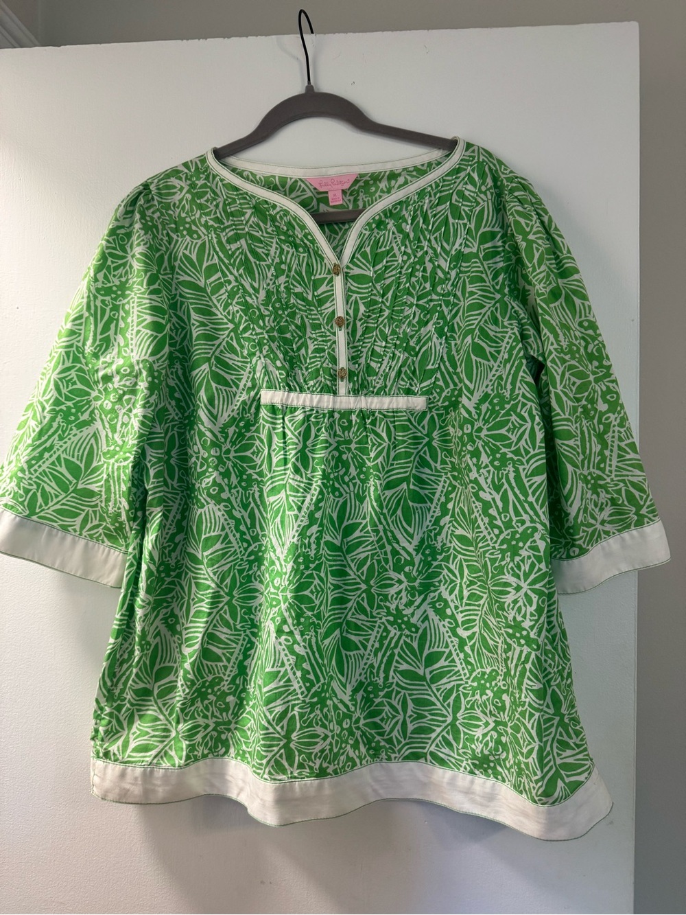 Lilly Pulitzer Green & White Botanical Print Tunic